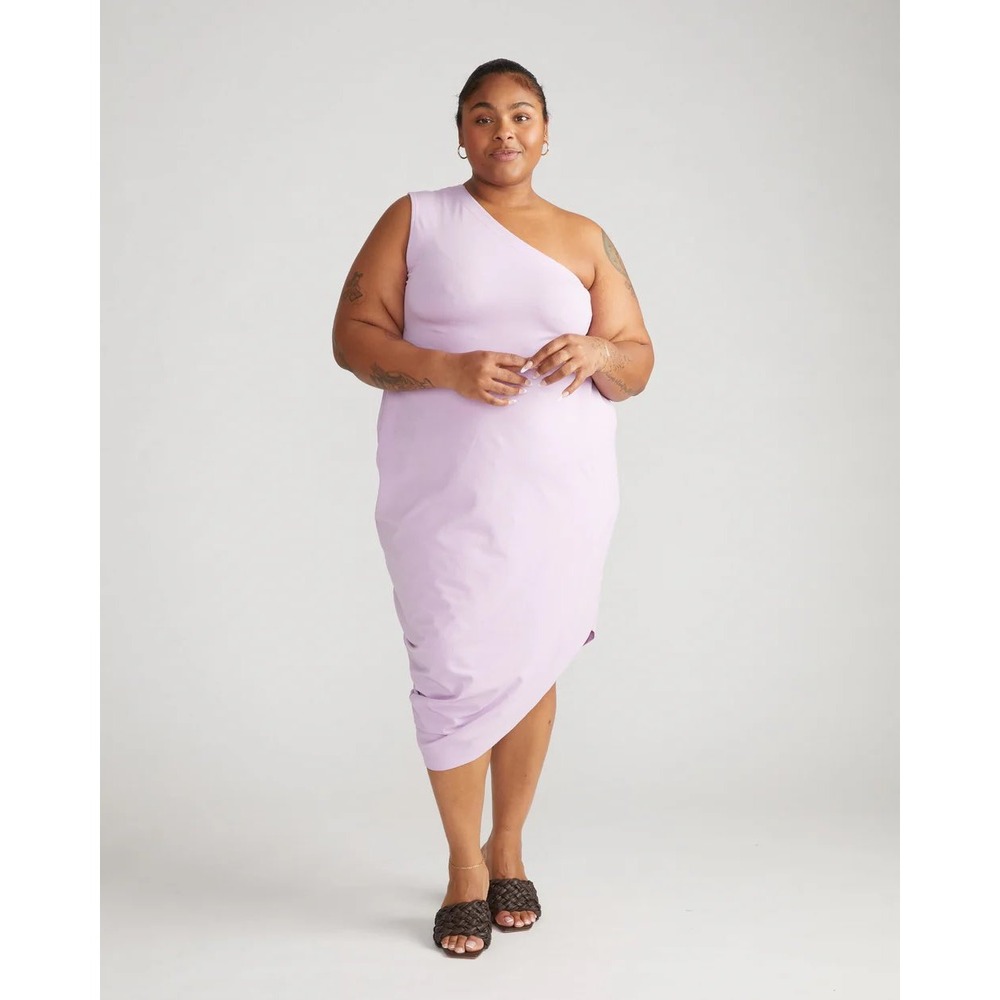 Universal Standard One‎ Shoulder Midi Dress Lilac Cotton 2XS (6-8)